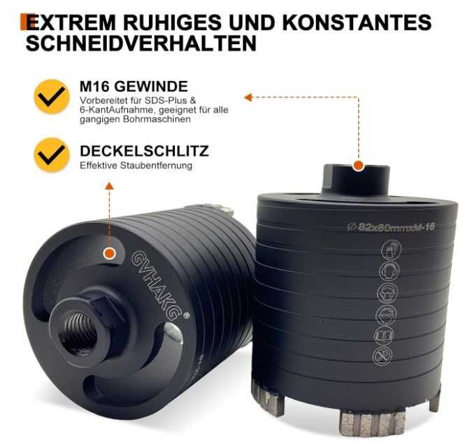 Otwornica diamentowa do betonu średnica 82mm + akcesoria GVHAKG