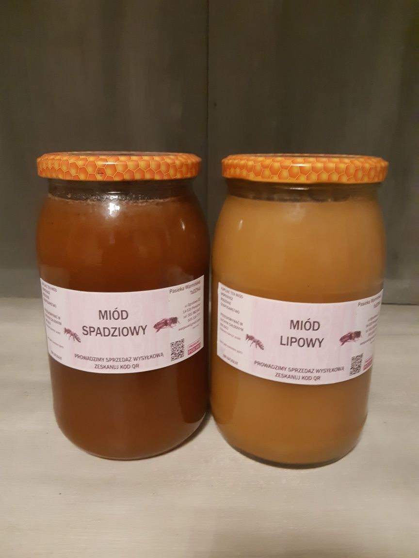 Miód Spadziowy i Lipowy 2x1,2kg + GRATIS