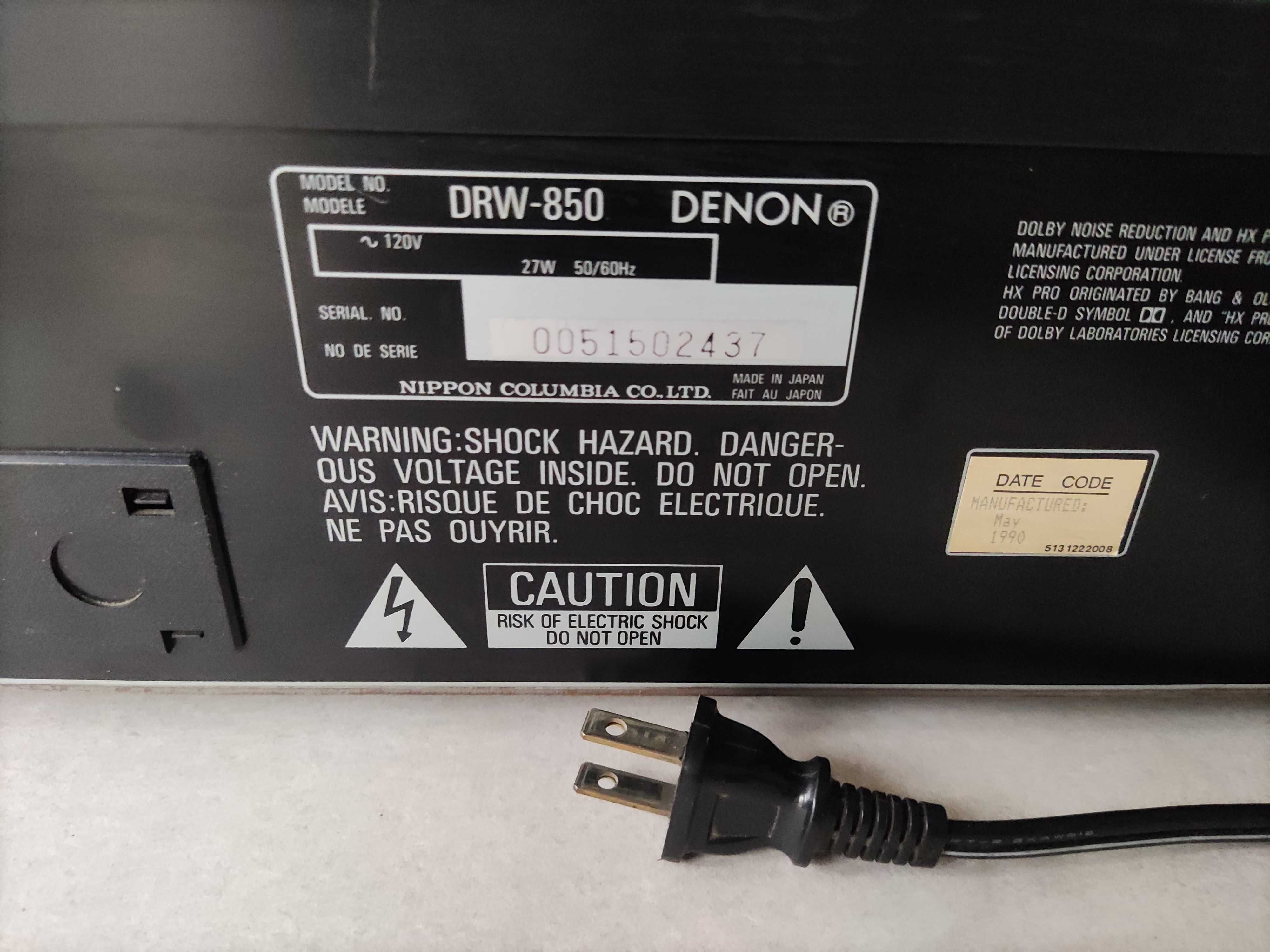Magnetofon 2-kasetowy DENON DRW-850