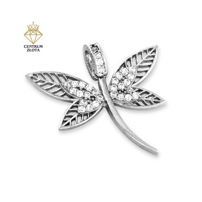 Śliczna SREBRNA zawieszka WAŻKA z cyrkoniami PRÓBA 925