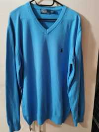 Sweter męski Polo by Ralph Lauren 44 XXL niebieski błękitny