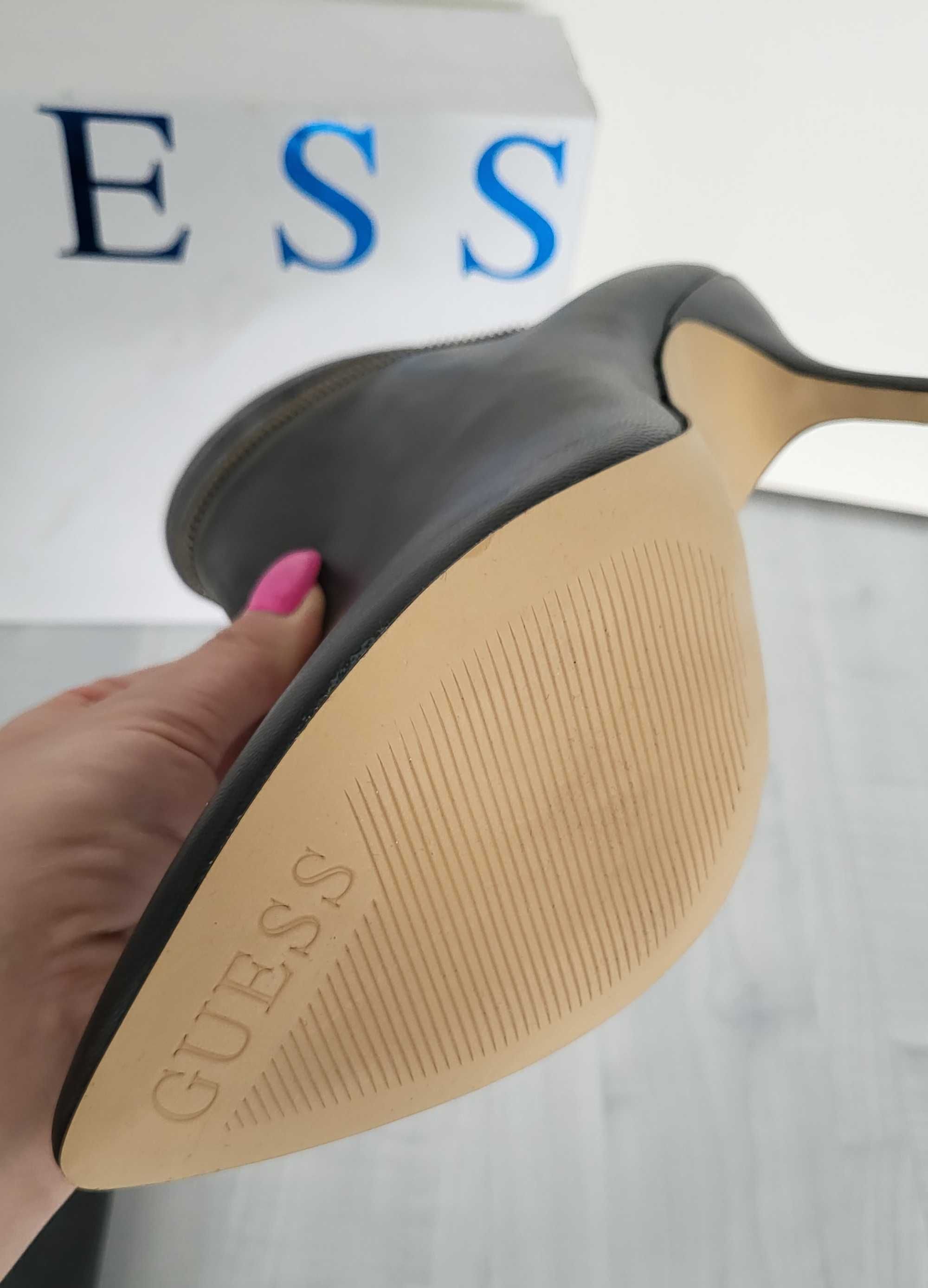 Guess szare botki orginalne skóra naturalna roz 41