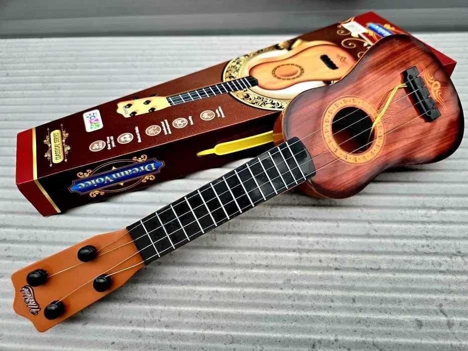 Brązowa gitara zabawka dla dziecka nowa instrument muzyczny