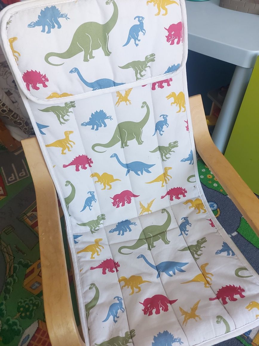 Krzesło fotel ikea dla dzieci bujany poang i pokrowiec