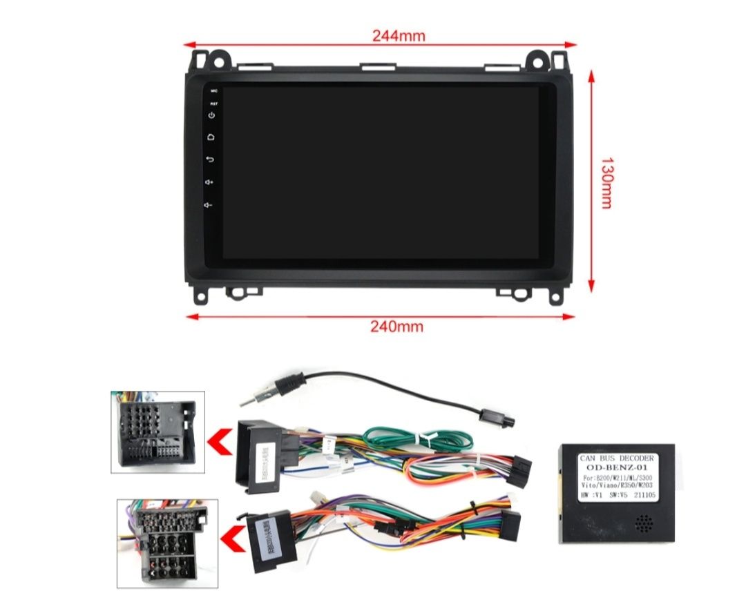 Radio Android Mercedes VitoW639 SprinterW906 Klasa B W245 A W169 Viano