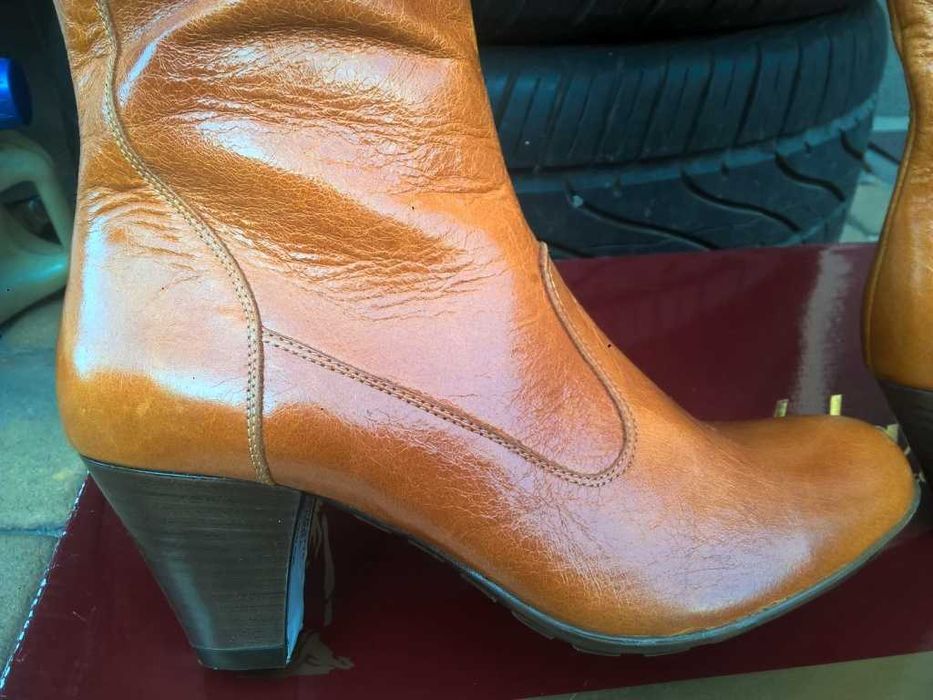 NOWE Buty-Kozaki KOWBOJKI 37 Naturalna skóra100% MIODOWY I-Klasa Gw.6m