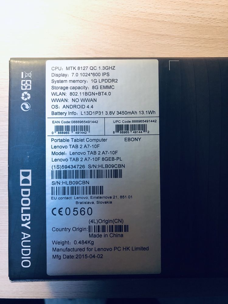 Tablet lenovo TAB2 A7 10F