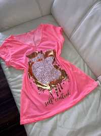 Made in Italy/t-shirt/neonowy róż roz L