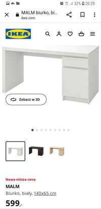 Ikea Malm biurko białe