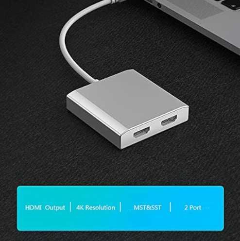 Spliter WJESOG Mini Displayport do podwójnego wejścia HDMI 4K