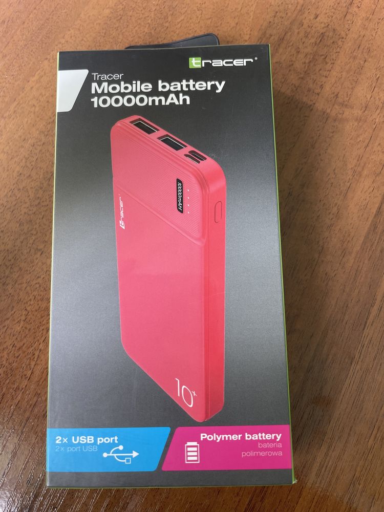 Power bank, павербанк 10000, повербанк TRACER Red, зарядний акумулятор