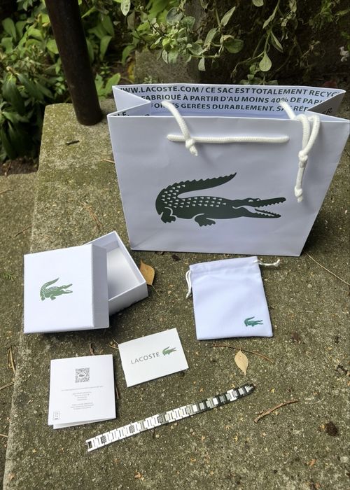 Bransoleta lacoste metropole nowa srebrna zestaw