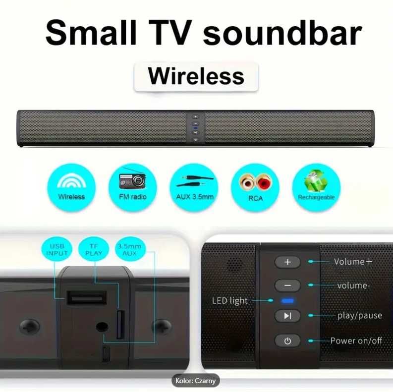 Bezprzewodowe głośniki stereo surround do domowego kina Bluetooth Aux