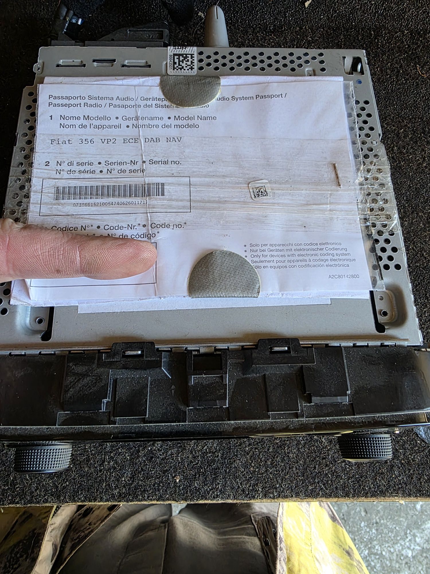 Fiat tipo radio dotykowe nawigacja kod Orginał