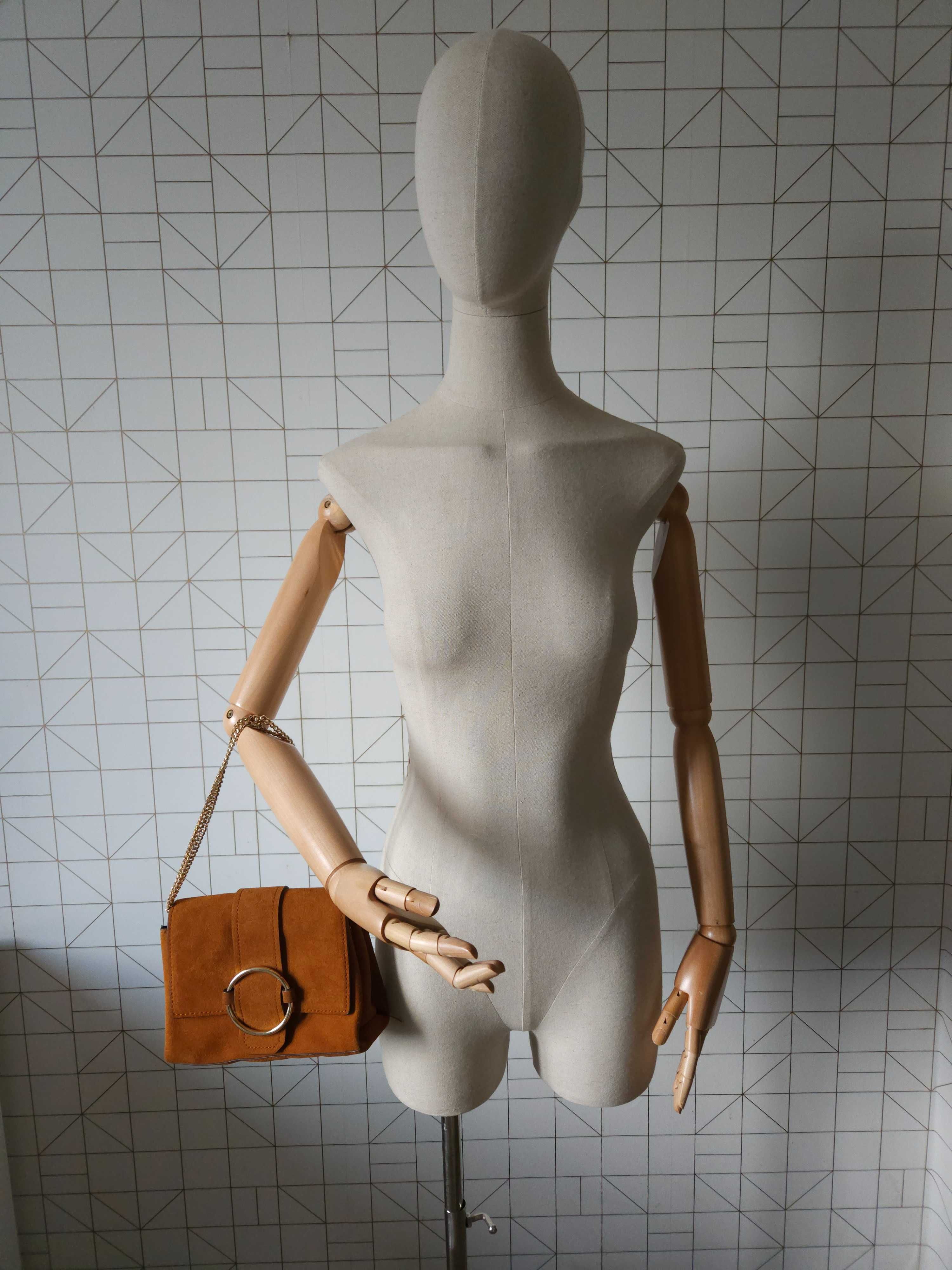 Жіноча шкіряна сумочка mango, гірчична сумочка крос боді на ланцюжку