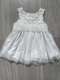 Biała sukienka 62 dla dziewczynki na chrzciny elegancka sukieneczka