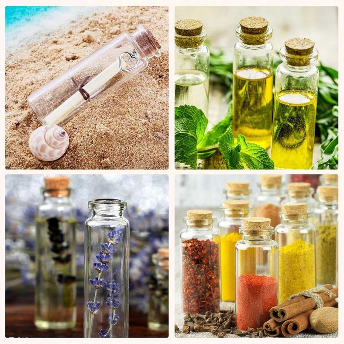 12x mini BUTELECZKA z korkiem ozdobna 45ml 3x9cm Zestaw