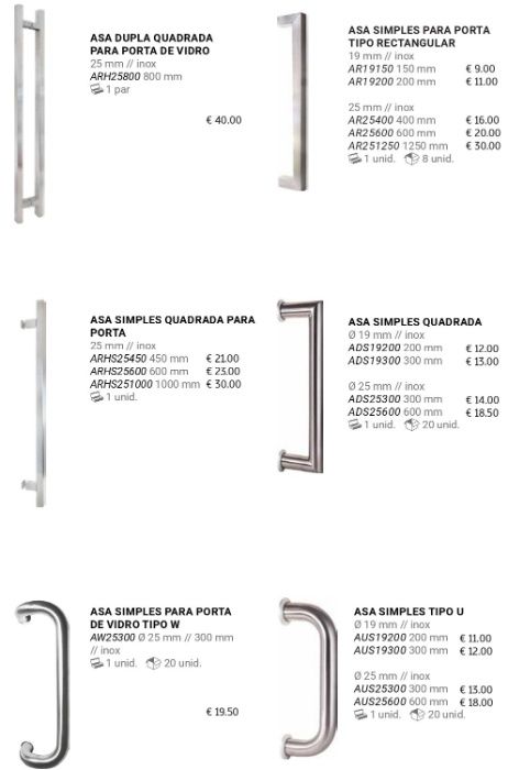 Asas/ Puxadores para porta de vidro ou madeira