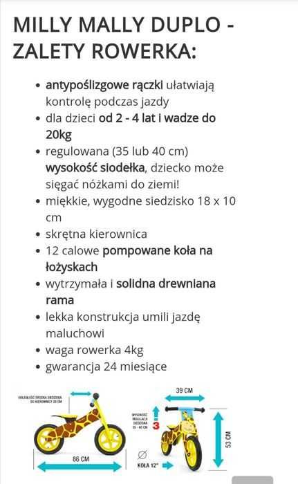Milly Mally Rowerek biegowy Duplo Żyrafa