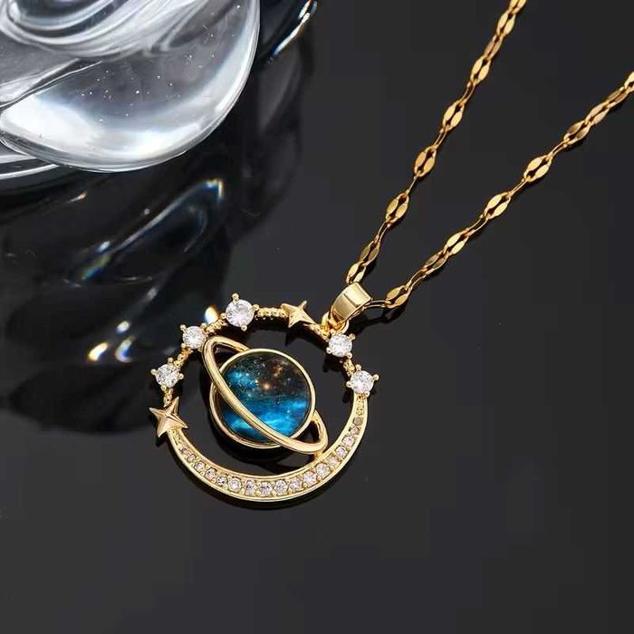 Pozłacany Naszyjnik Niebieska Planeta