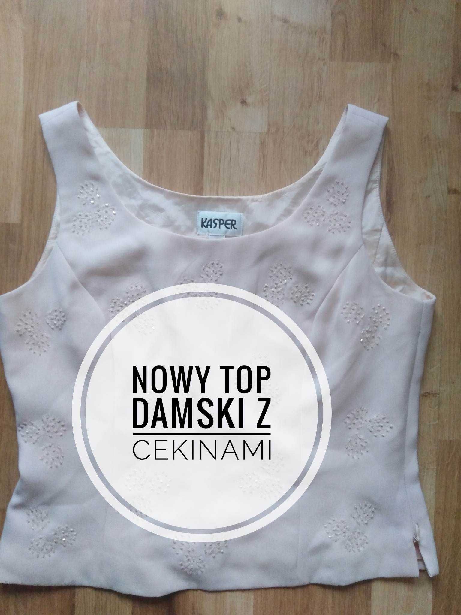 Nowy top z cekinami bezowy rozmiar 36 gorset sexy