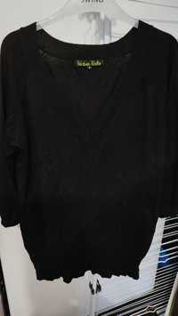 Sweter sweter czarny dekolt V w szpic klasyczny