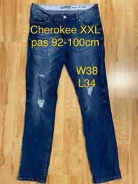 Cherokee 38/34 XXL spodnie jeansy niebieskie przetarcia