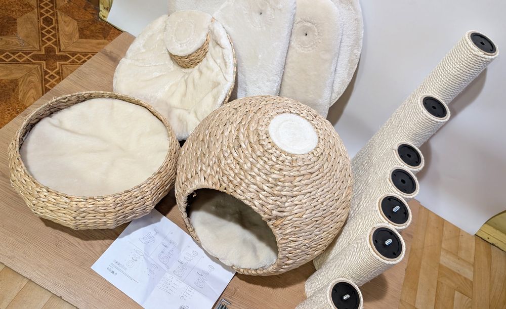 Laguna Drapak Dla Kota Kremowy 83X74X160Cm WIKLINOWY DUŻY