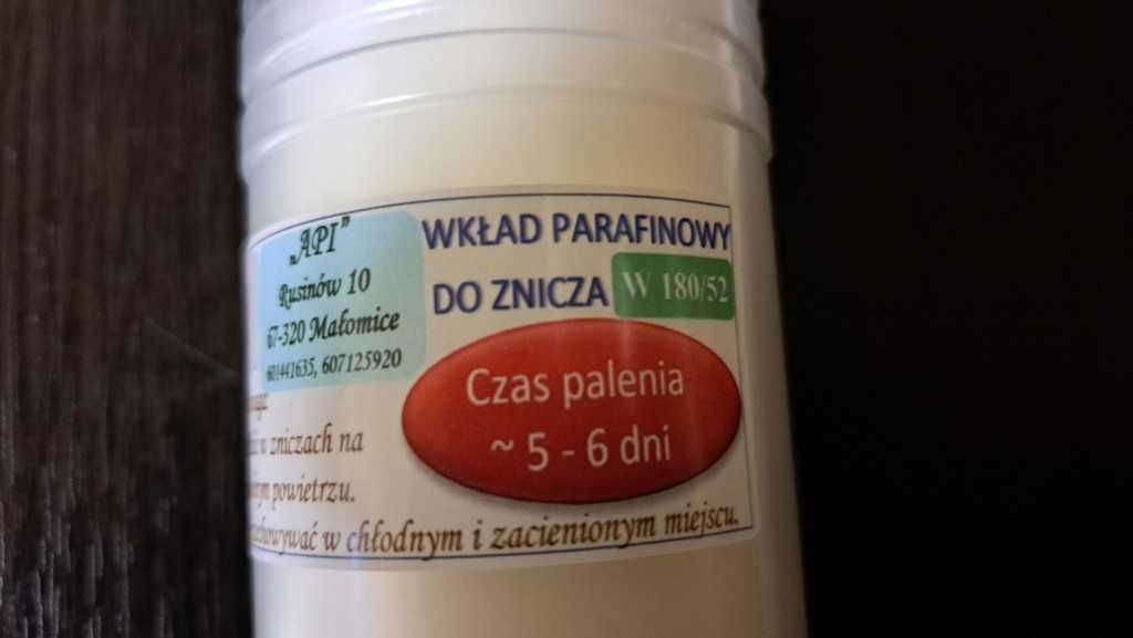 Wkłady do zniczy 180/52 od producenta, 5-6 dni, 24 sztuki