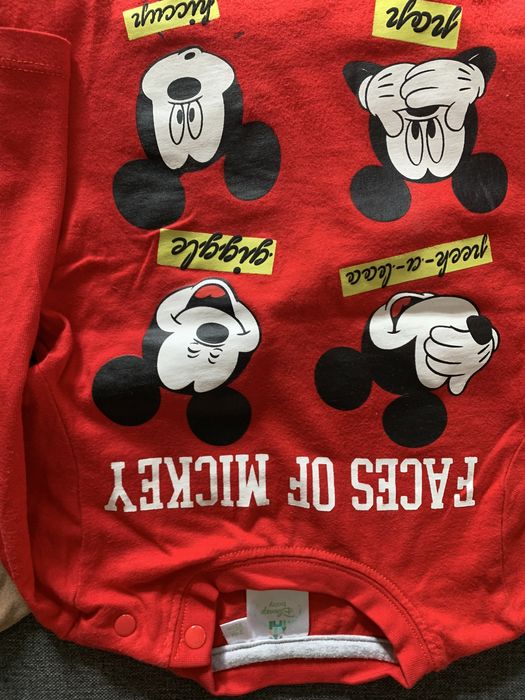 Trzypak zestaw koszulek bluzek długi rekaw 86 myszka miki miś