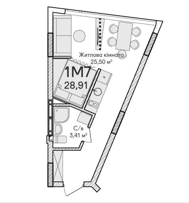 Продається квартира-студія в будинку 12 ЖК Синергія Сіті (Ірпінь).