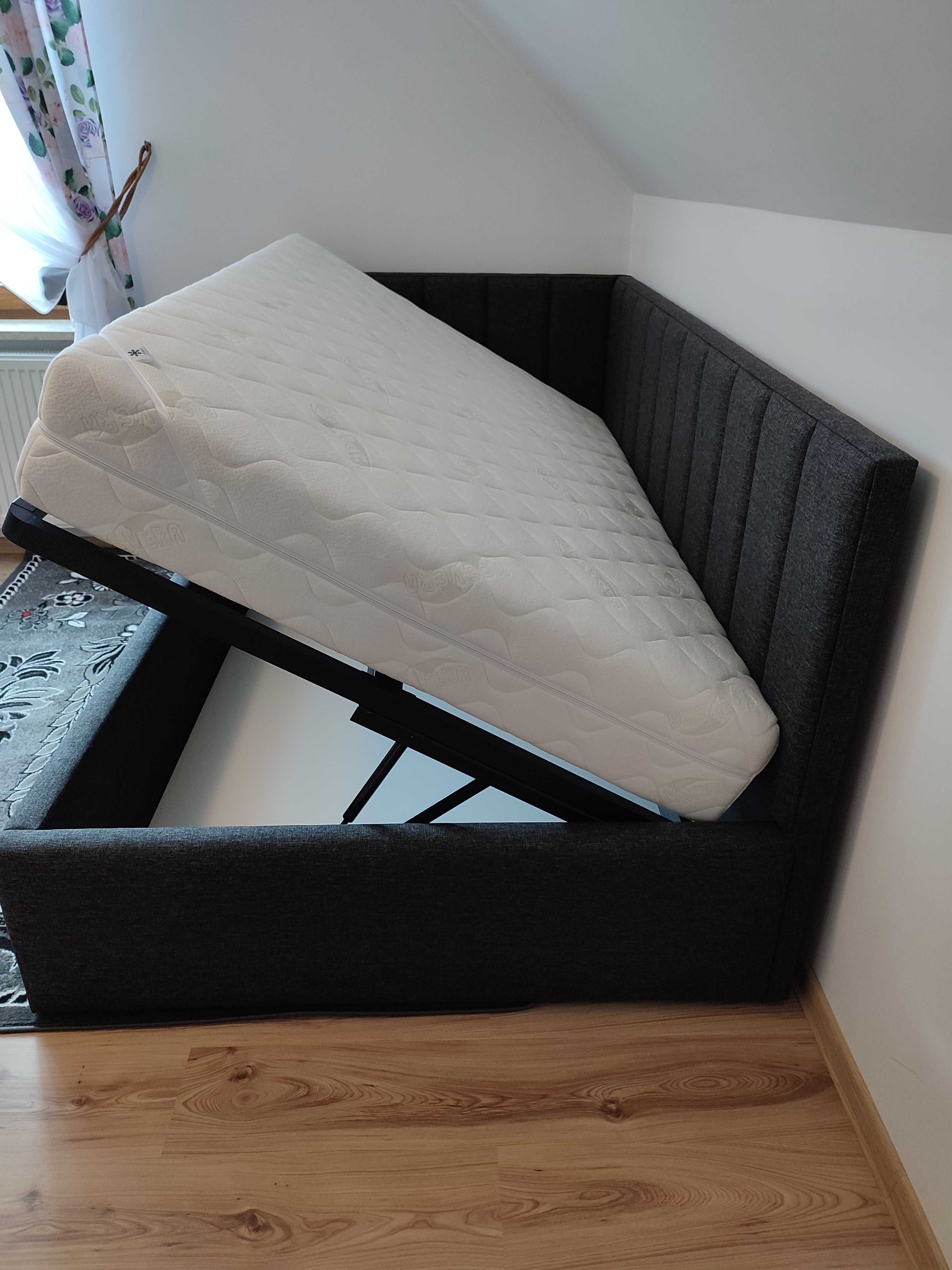 6 Łóżko tapicerowane, narożne, pojemnik,  producent 120/140 x 200