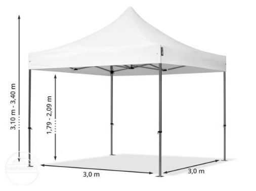 3x3 m Namiot Ekspresowy, ogrodowy, Stal 40mm, okna panoramiczne