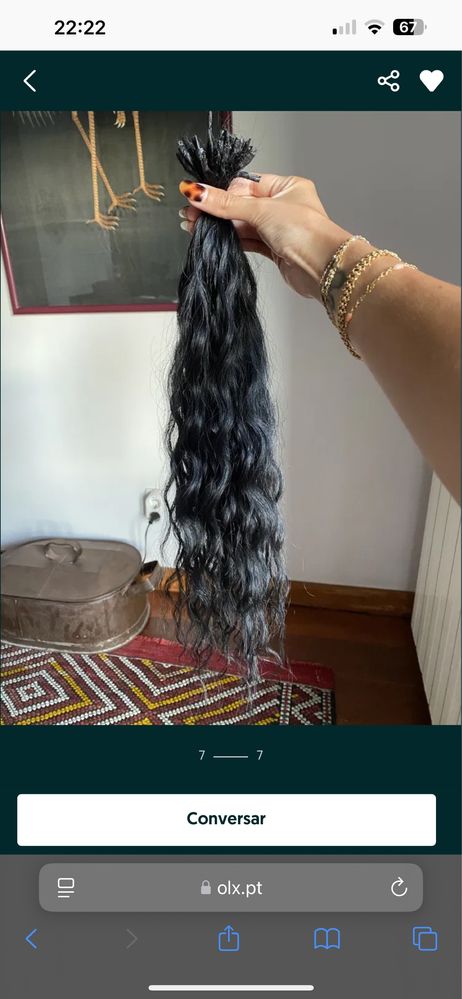 Vendo 65 extensoes pretas cabelo natural ondulado myos