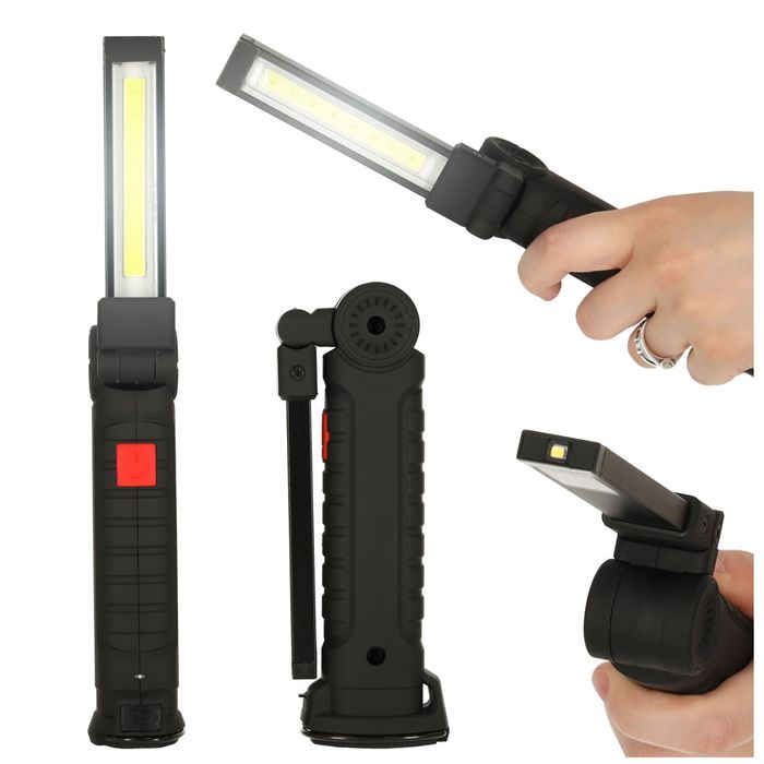 Lampa Warsztatowa Latarka USB 5 Trybów Magnes Hak Akumulator 1200 mAh