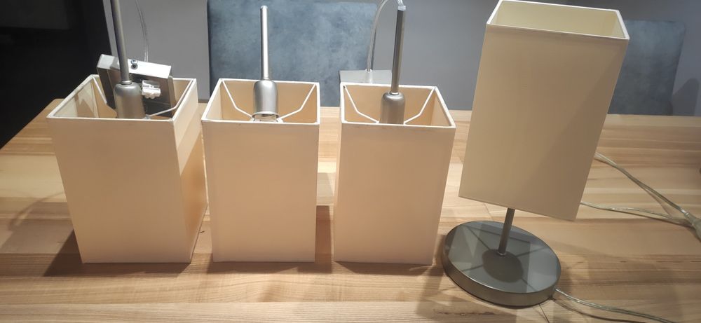 Zestaw lamp - stołowa + 3 wiszące (3x1)