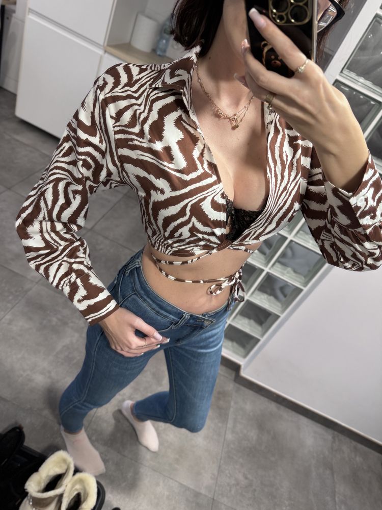 Koszula damska zebra top bluzka Shein S/M sexy