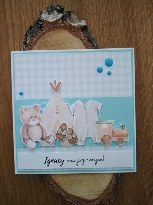 Personalizowana kartka z okazji urodzin dla dziecka. Roczek chłopca.