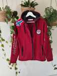 Bluza z suwakiem, kaptur, polar damski, bordowa, melanż, logowana r.L