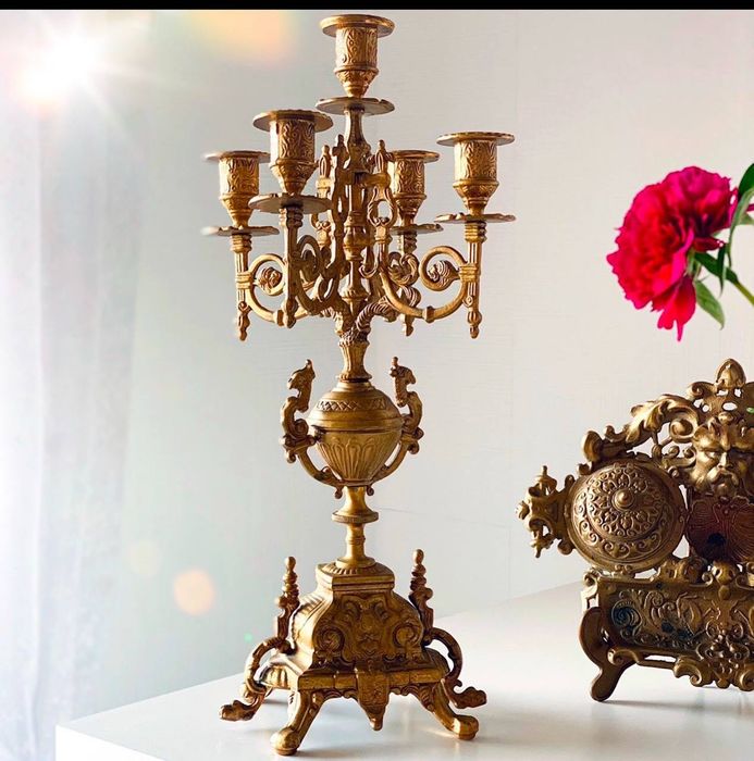 Антикварный  канделябр бронза