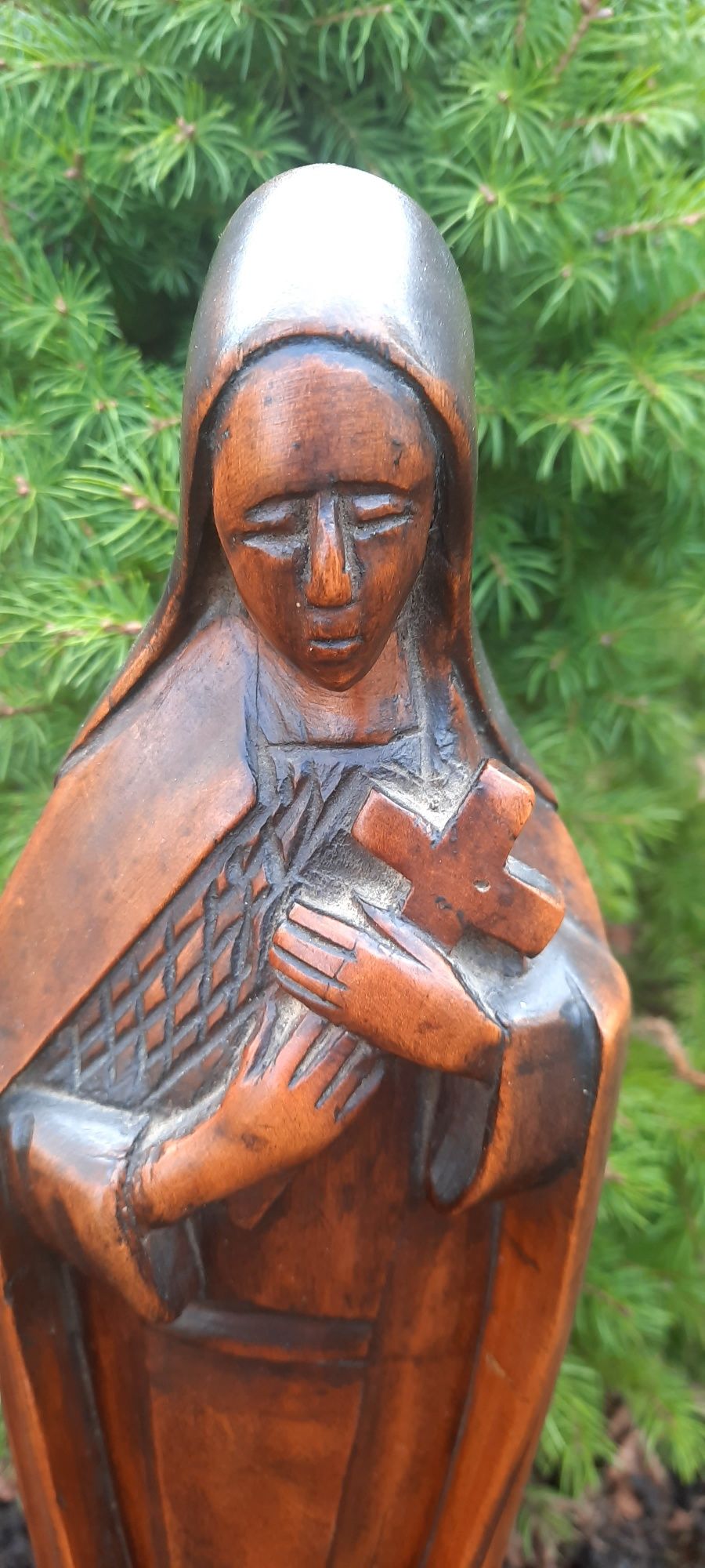 Antyk Święta Teresa od Krzyża przepiękna  rzeźba w drewnie