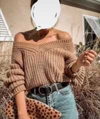 H&M sweter pleciony Camel 38