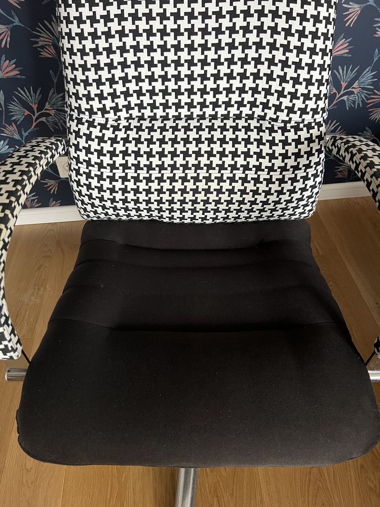 Designerski Fotel / krzesło w pepitkę, obrotowy, regulowany