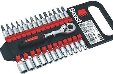 KLUCZE NASADOWE z grzechotką 4-13MM 1/4'' CV 27szt