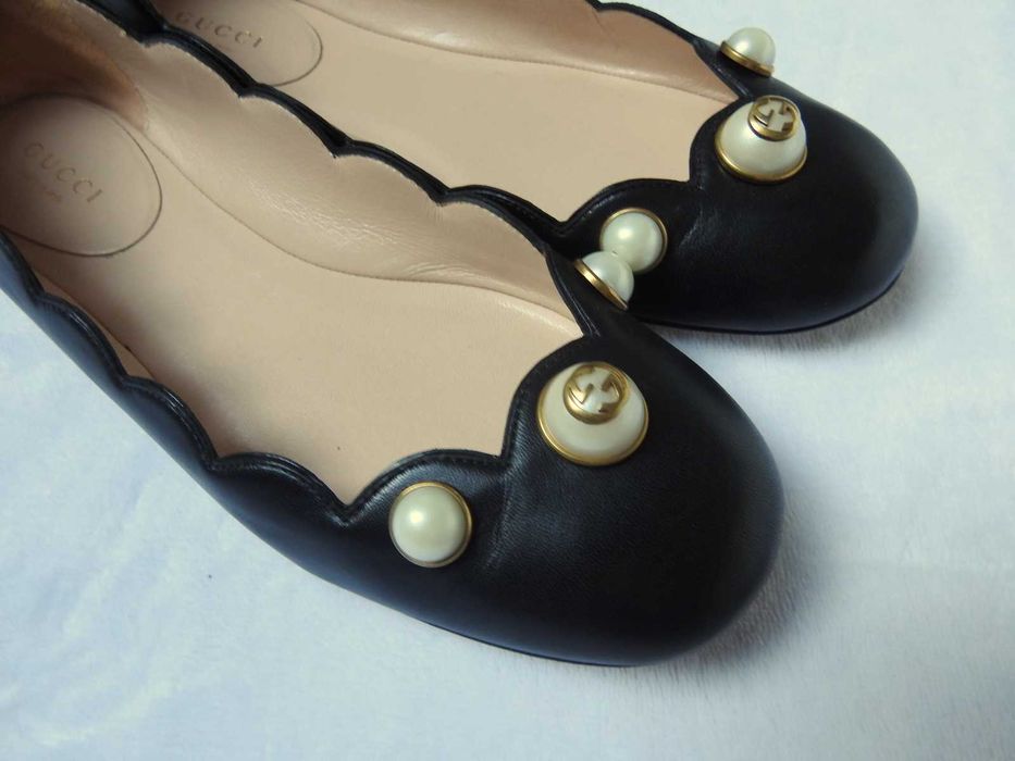 Gucci skórzane baletki czółenka z perłami skóra baleriny  36,5 unikat