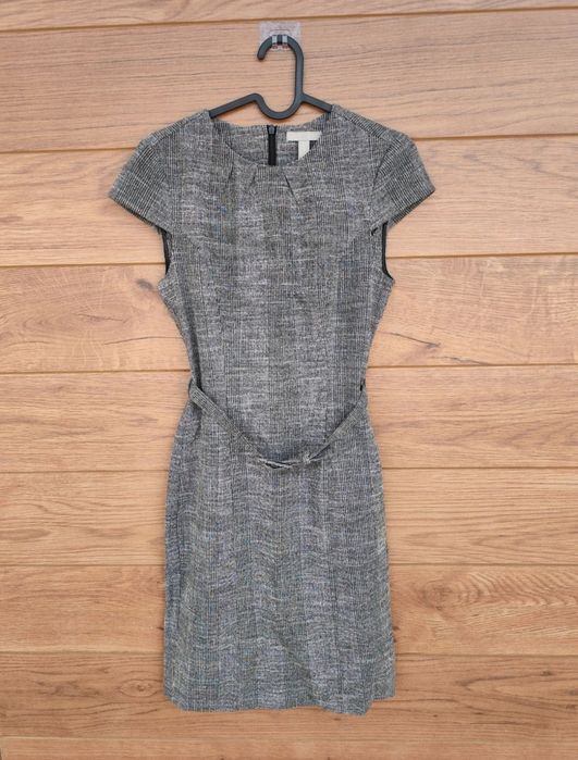 Sukienka ołówkowa w kratkę, elegancka, biurowa, H&M, 34, XS jak nowa