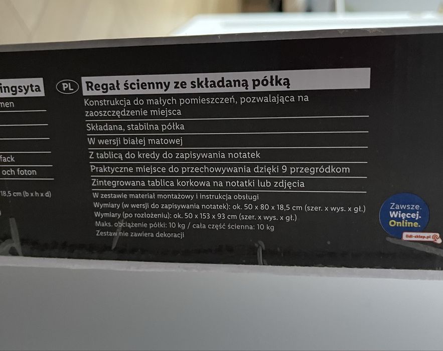 Regał ścienny ze składaną półką biurko