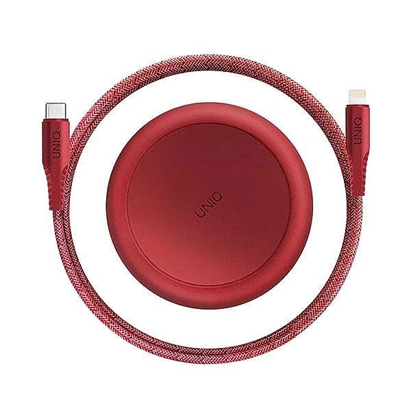 Kabel MFi Uniq Halo Usb-c / Lightning 18w nylonowy zwijany 1,2m - czer