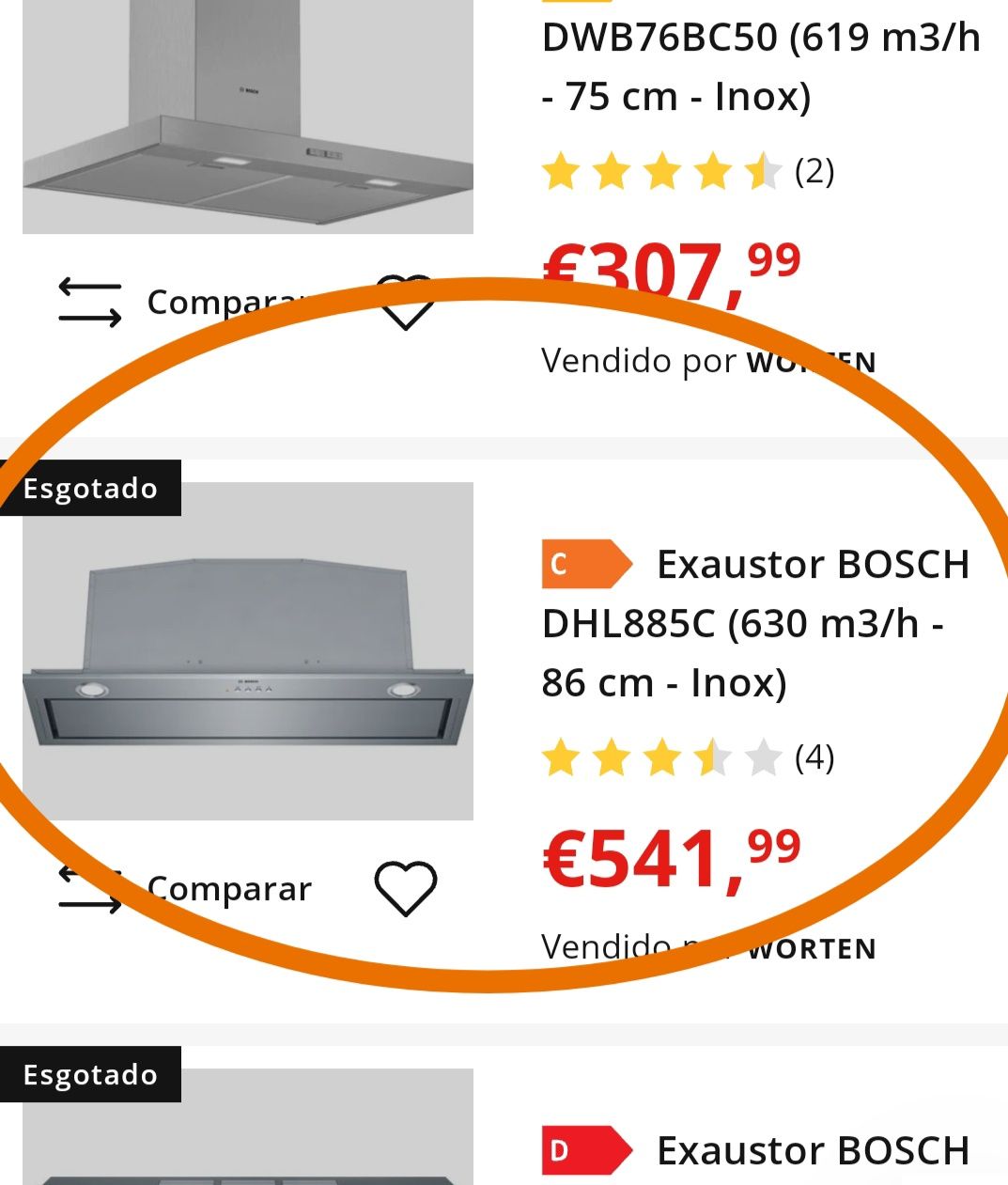 Exaustor Bosch 86cm inox (encastre) NOVO