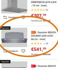 Exaustor Bosch 86cm inox (encastre) NOVO